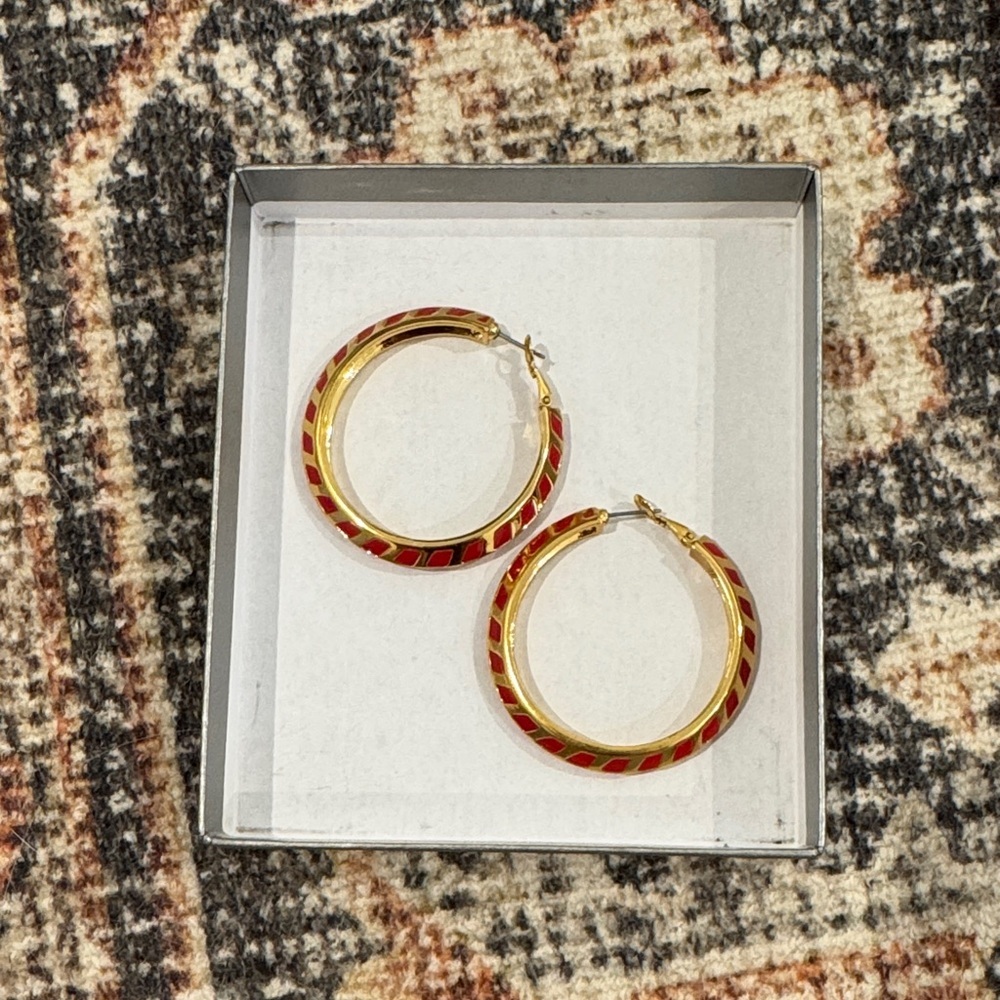 Gold and Burnt Pink Arrow Hoops